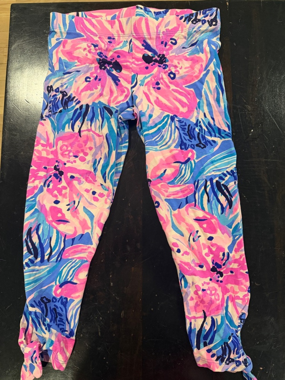 Lilly Pulitzer Pink Blue Floral Tie-Hem Leggings